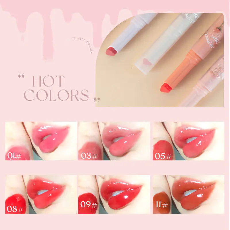 FLORTTE Love Stick « Premier Baiser » – Rouge à lèvres hydratant avec miroir intégré