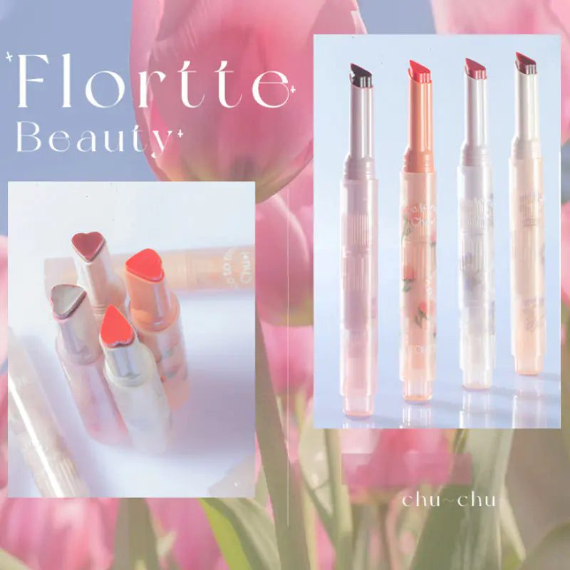 FLORTTE Love Stick « Premier Baiser » – Rouge à lèvres hydratant avec miroir intégré